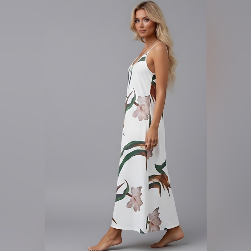 Boho Floral Cami Dress White - Picture 2 of 9
